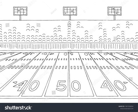 football field drawing black and white